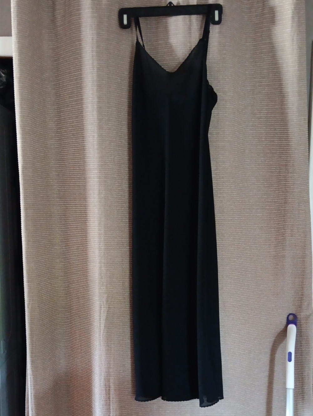 Lela Rose Black Satin Maxi Slip Dress with V-Neck